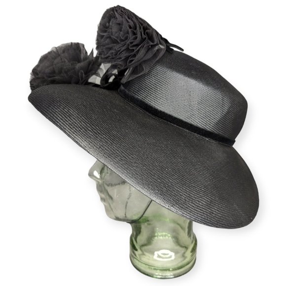 Vintage Millinery Design Studio Black Derby Wide Brim Hat main image 10